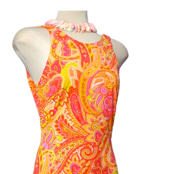Scene SIZE 4 orange made in Canada maxi dress paisley pattern - Picture 4 of 14